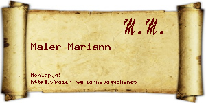 Maier Mariann névjegykártya